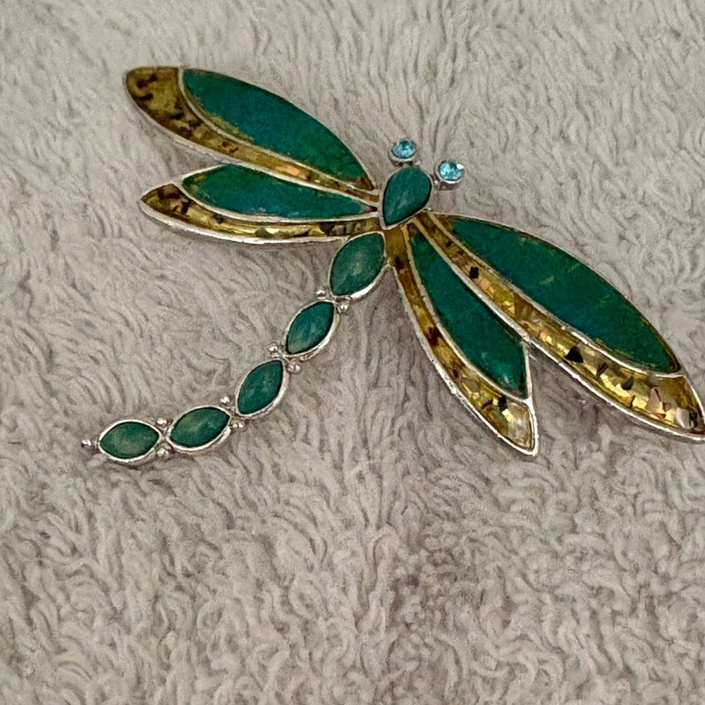 Green and Gold Dragonfly Brooch